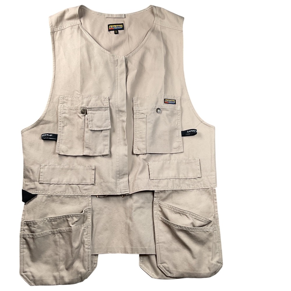 Blaklader Utility Work Vest Mens XL Khaki Tan Excellent Multi-Pocket Tool Canvas